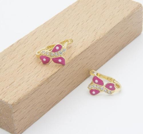 14 Ayar Altın Klipsli Pembe Çocuk Küpe LTFKP831