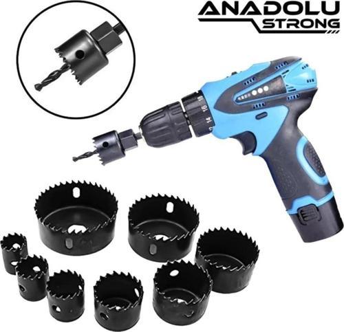Anadolustrong 11Parça Büyük Boy Panç Seti Ahşap Buat Kartonpiyer Alçıpan Delik Açma Oyuk Açma