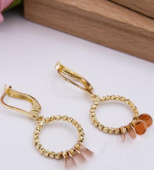 14 Ayar Altın Küpe Zincirli Sallantılı Kadın Küpe