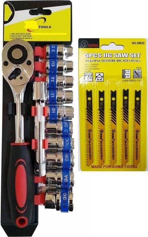 11'Li Cırcırlı Lokma Takımı 1/2'' Lokma Seti Ve Uç