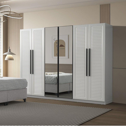 Alba %100 Mdf Gardırop 6 Kapaklı Gri