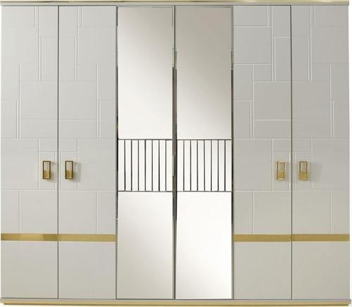 BELİZE GARDIROP-MDF-KUM BEJİ-260X60X230CM-6 KAPAK-AYNALI KAPAK
