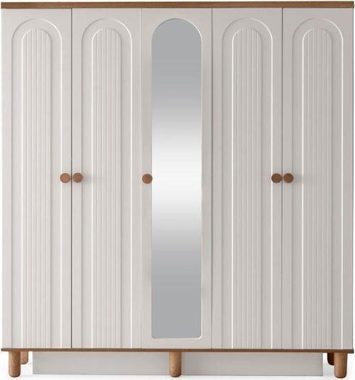 %100 MDF-Aytaşı-Bohem Robe 5 kapaklı Aynalı Gardırop