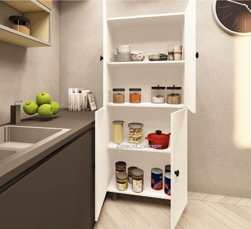 Mobilyahome Tamamı Mdf 4 Raflı Çok Amaçlı Mutfak Banyo Ayakkabılık Dolabı 70 Cm