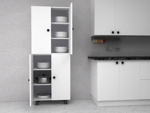 Mobilyahome Tamamı Mdf 6 Raflı Çok Amaçlı Mutfak Banyo Ayakkabılık Dolabı - 70 Cm