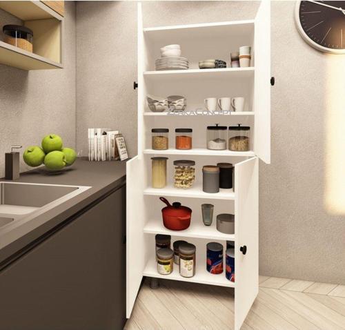 Lier Mdf 6 Raflı Çok Amaçlı Mutfak Banyo Ayakkabılık Dolabı 70 Cm