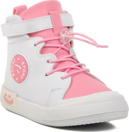 Beyaz-Pudra Unisex Bilek Boy Çocuk Sneaker 17-P