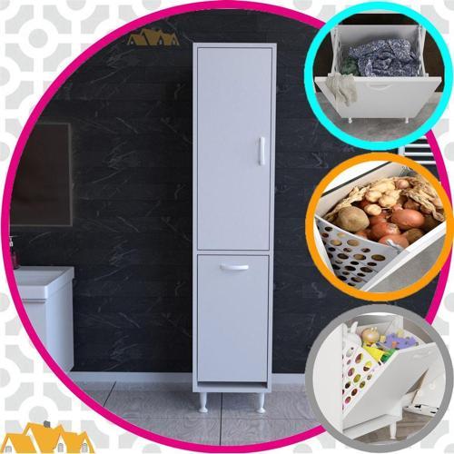 Ecrin 40X136 Cm Çamaşır Ve Erzak Bölmeli Çok Amaçlı Dolap