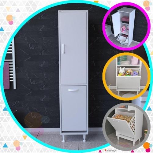 Asel 35 X 136 Cm Çamaşır Ve Erzak Bölmeli Çok Amaçlı Dolap