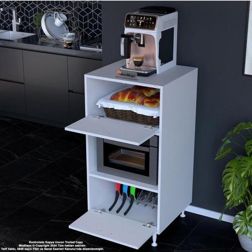 Silva 2 Kapaklı 59,6 X 119,2 X 56 Cm Ekmeklikli Mini Midi Mikrodalga Fırın Dolabı