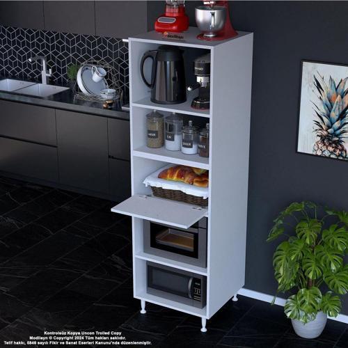 Silva Loya 1 Kapaklı 59,6 X194,6 X56 Cm Özel Ölçü Kapaklı Mini Midi Mikrodalga Fırın Dolabı