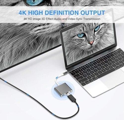 3 In 1 Type-c To Hdmı Usb 3.0 Çevirici Dönüştürücü Adaptör 4k