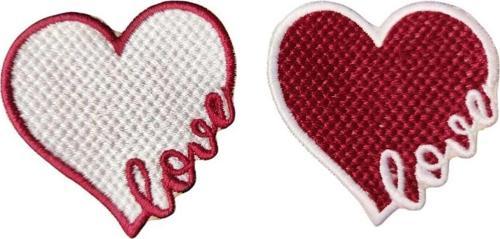Ütü Ile Yapışan Bordo Love Kalp Arma Yama Patch 2 Adet 5.5 Cm