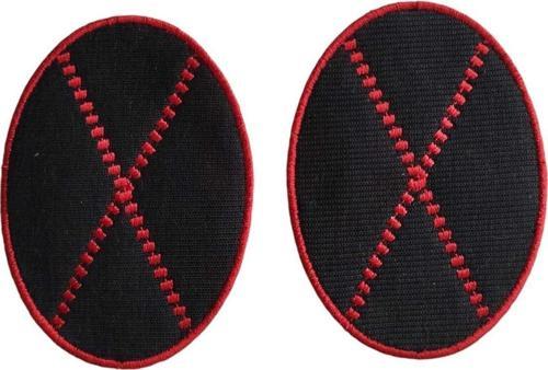 Ütü İle Yapışan Dirseklik Lacivert Kırmızı X Model Dirsek Yama Patch 2 Adet 8X11 Cm