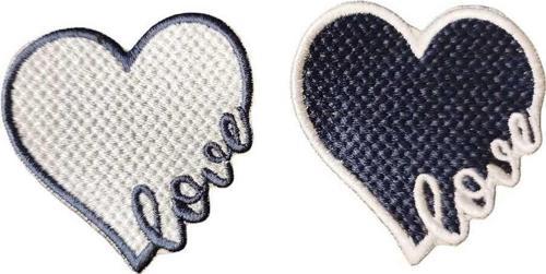 Ütü Ile Yapışan Füme Love Kalp Arma Yama Patch 2 Adet 5.5 Cm