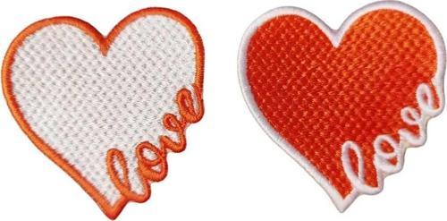Ütü İle Yapışan Love Kalp Arma Yama Patch 2  Adet 5.5 Cm