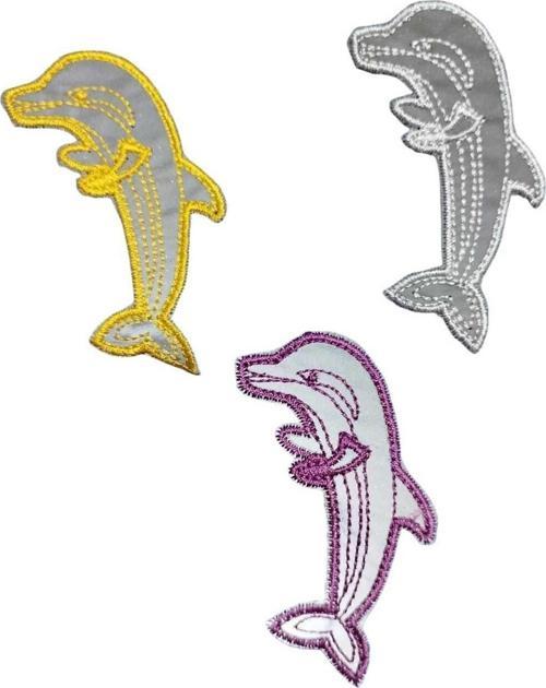 Ütü İle Yapışan Reflektör Karısık Renk Nakış Yunus Arma Seti Yama Patch 7 Cm