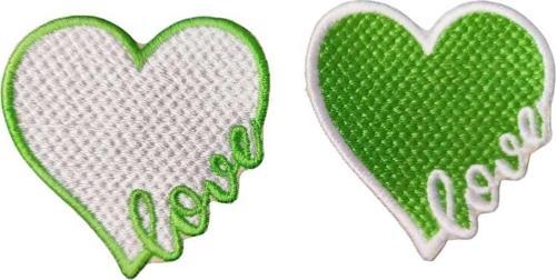 Ütü Ile Yapışan Yeşil Love Kalp Arma Yama Patch 2 Adet 5.5 Cm