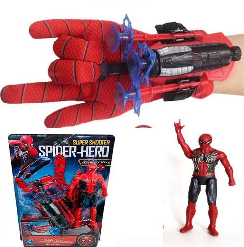 Spiderman Ağ Atan Eldiven Figürlü Set Ok Atan Örümcek Adam Eldiveni