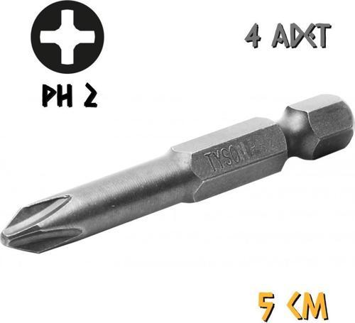 Tyson Vidalama Ucu Bits Uç - PH2 Yıldız - 5 cm. - 4 Adet