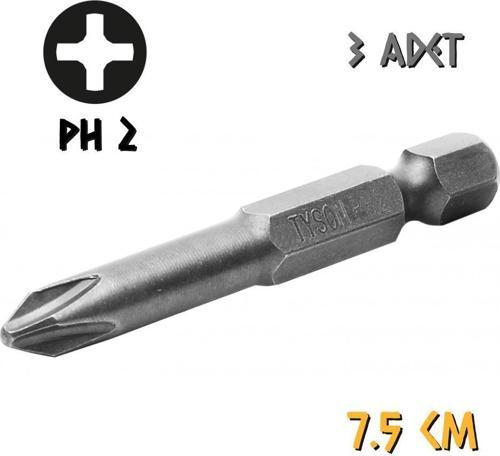 Tyson Vidalama Ucu Bits Uç - PH2 Yıldız - 7.5 cm. - 3 Adet