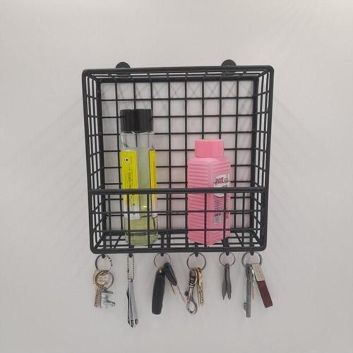 Sevimli Büyük Boy Metal 6 Kancalı Yeni Model Duvar Anahtarlık Rafı 22X22X7