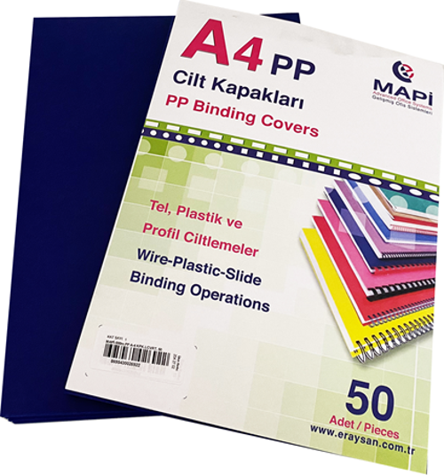 A4 PP OPAK KAPAK (KUM DESEN) 550 MİCRON LACİVERT 50 Lİ