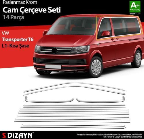 VW Transporter T6 Kısa Şase Krom Cam Çerçeve Seti 2015-2024 Tek Sürgü