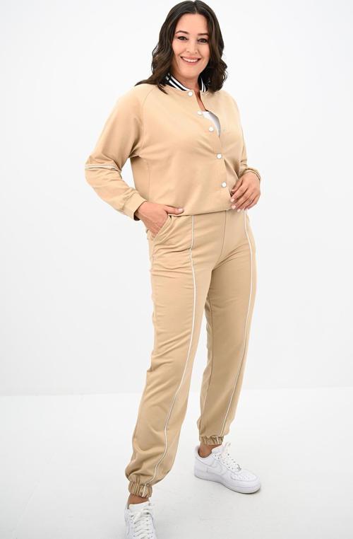 Kadın Büyük Beden Çıtçıt Kapama Detaylı Eşofman Takımı 8132-25