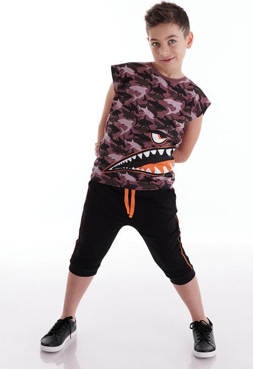 Monster Shark Erkek Çocuk T-shirt Kapri Şort Takım