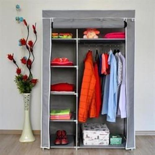 Teknor Tek Yandan Raflı Askılı Dayanıklı Bez Dolap Gri