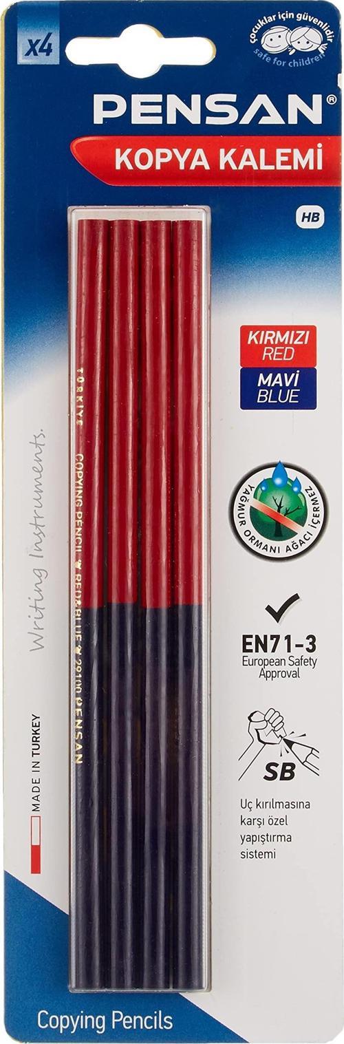 Kopya Kalemi Kırmızı Mavi Blisterli 4 LÜ