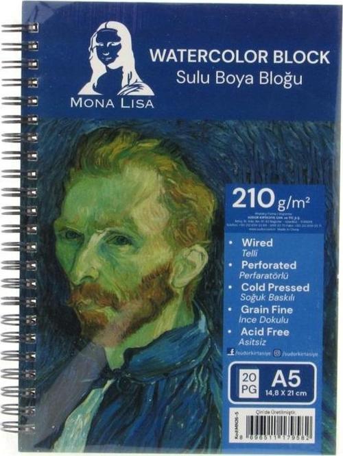 Mona Lisa A5 Watercolor Block 210 gr Telli Çizim Defter