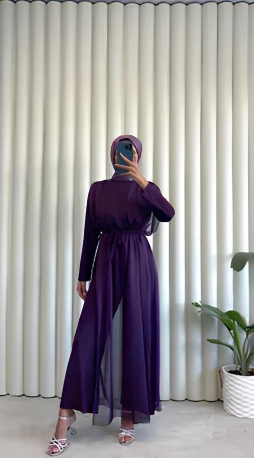 Şifon Detaylı Sandy Tesettür Abiye Tulum 40