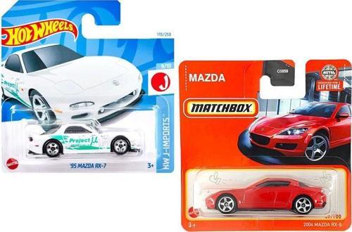 2 Araç Mazda Set - Hot Wheels Rx-7 & Matchbox Rx-8 (1/64)