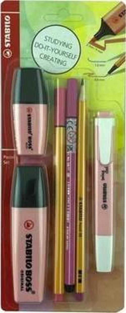 Fosforlu Kalem Tek Renk Pastel Set 6 Lı Pembe 70/129-6