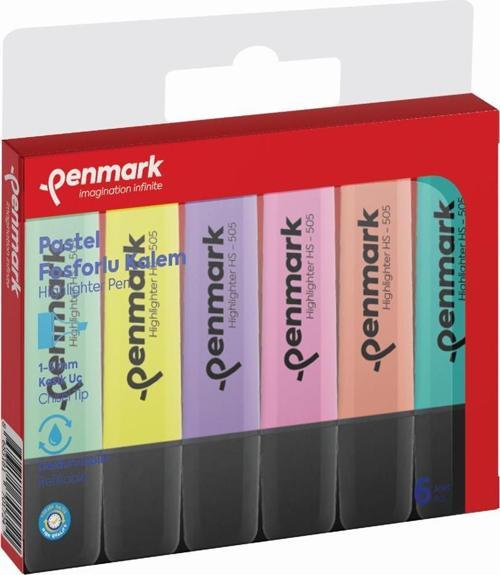 Fosforlu Kalem 6 Lı Karışık Renk Pastel HS 505 6P