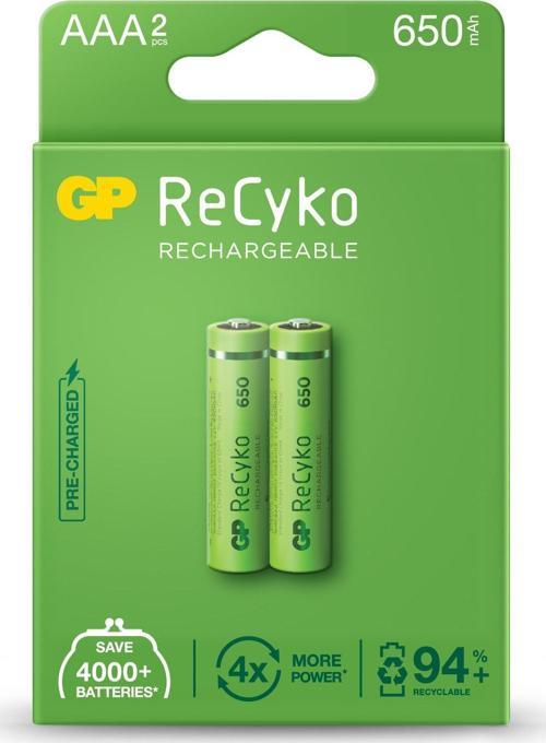 AAA 650 mAh Şarjlı İnce Kalem Pil 2'li Paket GP65AAAHCHP-BU2