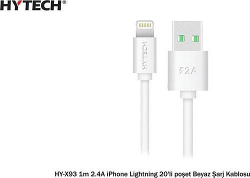 HY-X93 1m 2.A iPhone Lightning Beyaz Şarj Kablosu