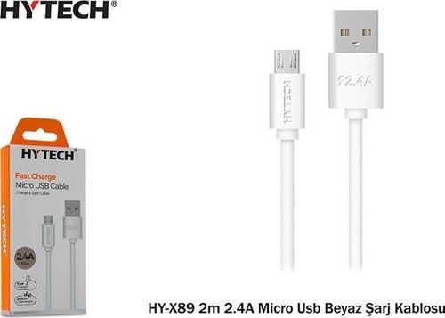 HY-X89 2m 2.4A Micro Usb Beyaz Şarj Kablosu