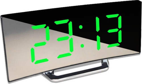 Alarmlı LED Dereceli Yeşil Led Curved Dijital Masa Saati