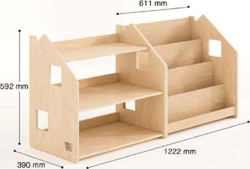 Alize Doğal Masif Ahşap Montessori Kitaplık