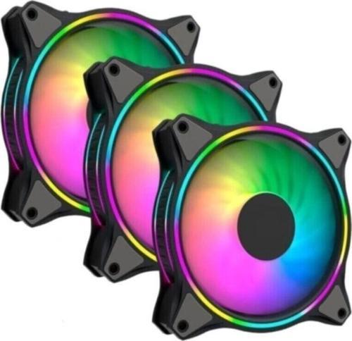 (3'Lü Set) 120Mm Rainbow Rgb Kasa Fanı 12Cm Renkli Gökkuşağı Fanı 3 Adet