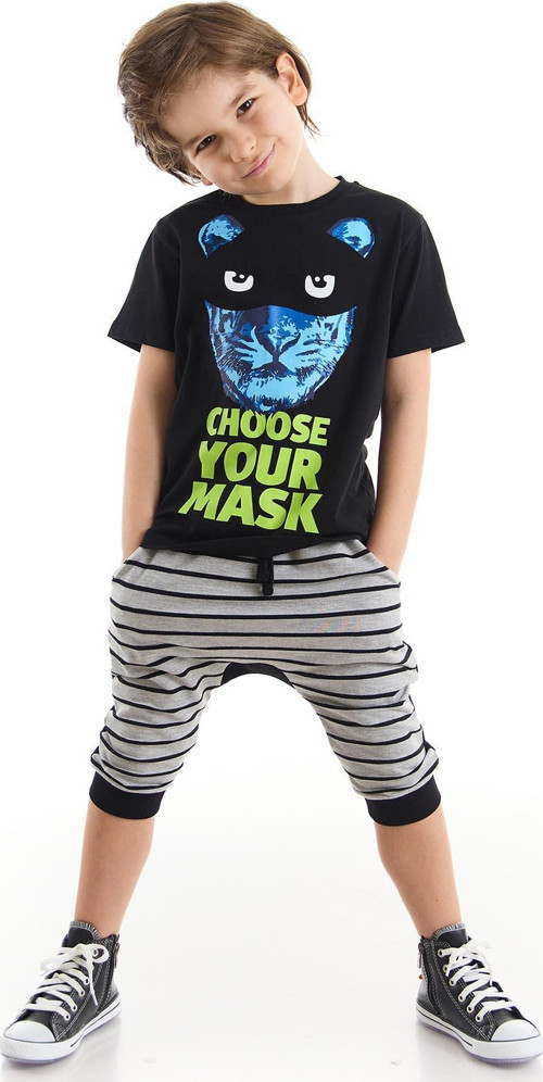Maske Kaplan Erkek Çocuk T-shirt Kapri Şort Takım