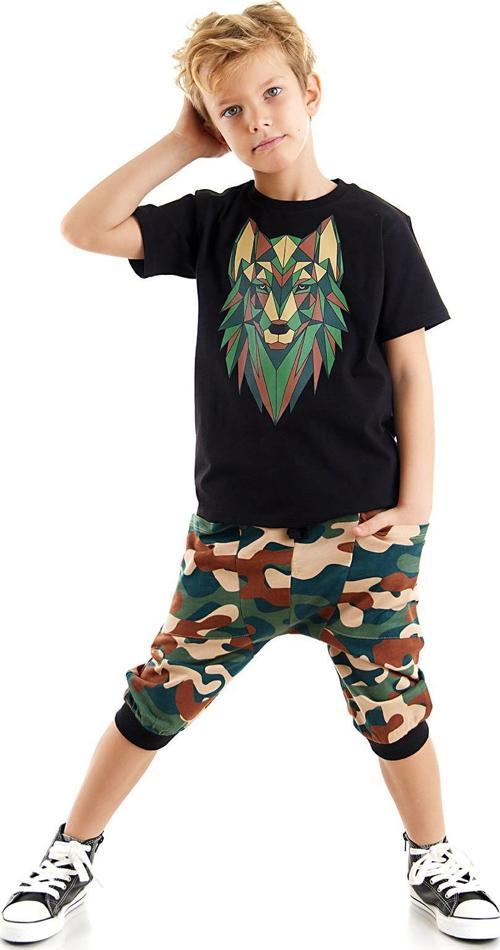 Geometrik Erkek Çocuk T-shirt Kapri Şort Takım