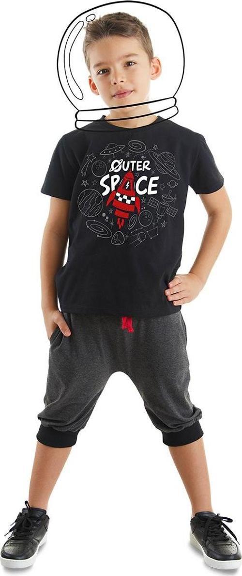 Uzay Roketi Erkek Çocuk Yazlık T-shirt Kapri Şort Takım