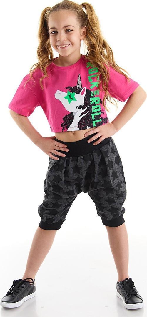 R&R Unicorn Kız Çocuk T-shirt Kapri Şort Takım