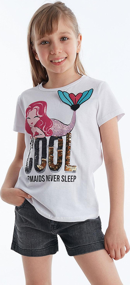 Cool Mermaid Kız Çocuk T-shirt Denim Şort Takım