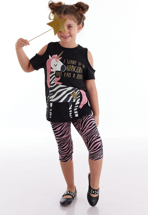 Unique Zebra Kız Çocuk Tunik Tayt Takım