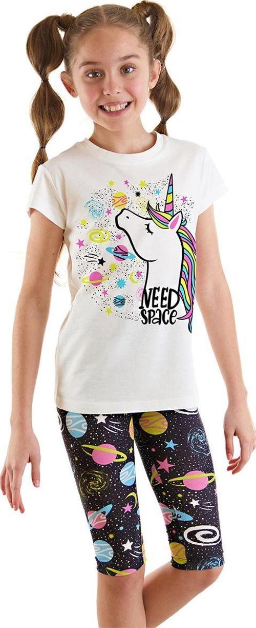 Uzayda Unicorn Kız Çocuk Yazlık T-Shirt Tayt Takım